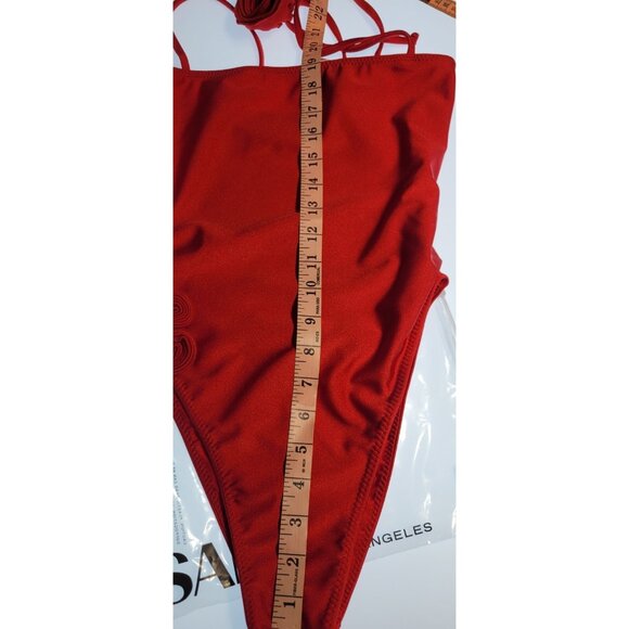 SAME LOS ANGELES One Piece Swimsuit Womens Color Red Sz Small Flower Be - Picture 9 of 11